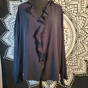 Laura Scott long sleeve ruffle blouse 26W